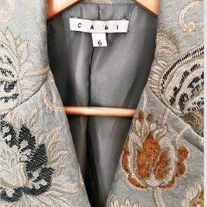 Cabi double single breasted multicolored brocade coat jacket 6